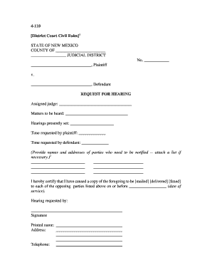 New Mexico Request for Hearing Form