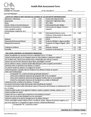 Formulario de Evaluación de Riesgo de Salud