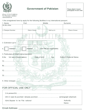 Pakistan Passport Renewal Form