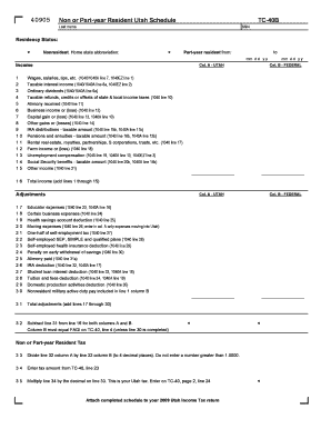 Utah Non or Part-year Resident Schedule TC-40B