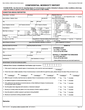 California Confidential Morbidity Report