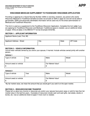 Wisconsin Medicaid Supplement to FoodShare Application