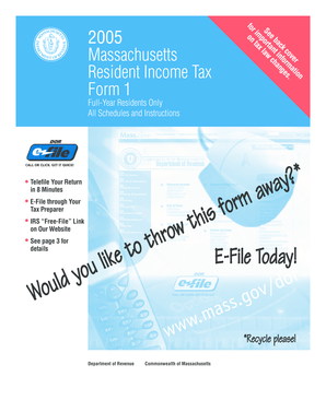 Massachusetts Resident Income Tax Form 1