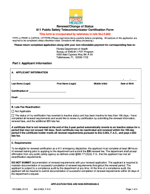 Florida 911 Public Safety Telecommunicator Certification Renewal Form