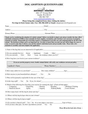 Dog Adoption Questionnaire