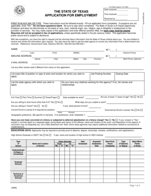 Texas State Employment Application Form