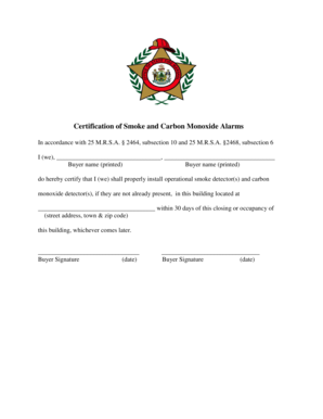 Certification of Smoke and Carbon Monoxide Alarms