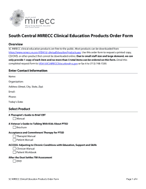 South Central MIRECC Clinical Education Products Order Form