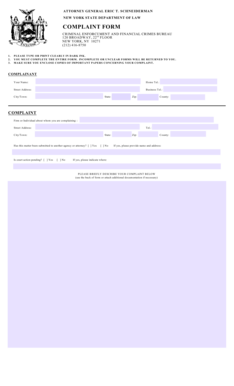 New York State Attorney General Complaint Form