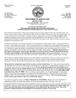 Nevada Livestock Identification Declaration Form