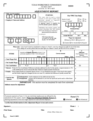 Texas Employer Quarterly Wage Adjustment Report