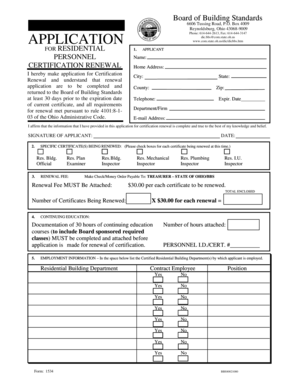 Ohio Residential Building Certification Renewal Application