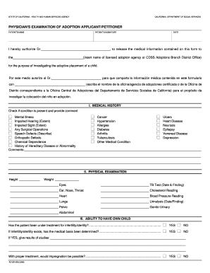 physician's examination of adoption applicant/petitioner