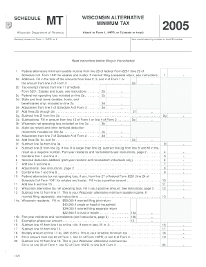 Wisconsin Alternative Minimum Tax Schedule 2005