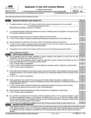 Form 970 LIFO Inventory Method Application