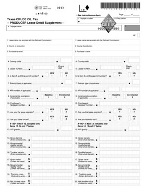 Texas Crude Oil Tax Producer Lease Detail Supplement
