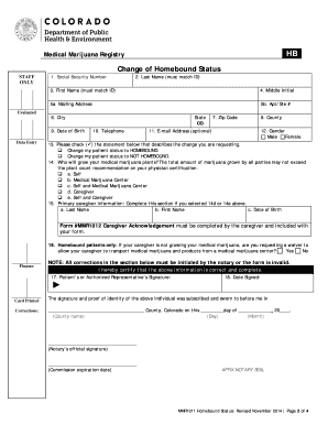 Colorado Medical Marijuana Homebound Status Change Form