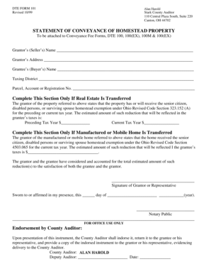 Ohio Statement of Conveyance of Homestead Property