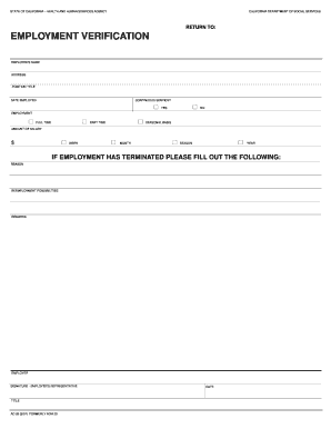 California Employment Verification Form