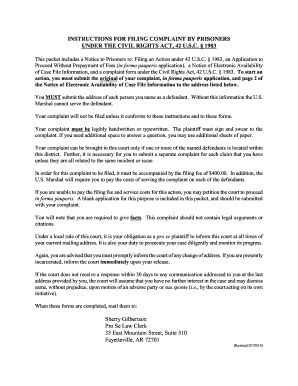 Civil Rights Complaint Form for Prisoners