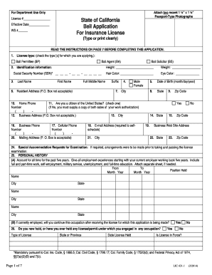 California Bail Application Form
