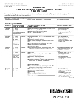 Wisconsin Dental Prior Authorization Form