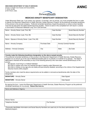 Wisconsin Medicaid Annuity Beneficiary Designation Form
