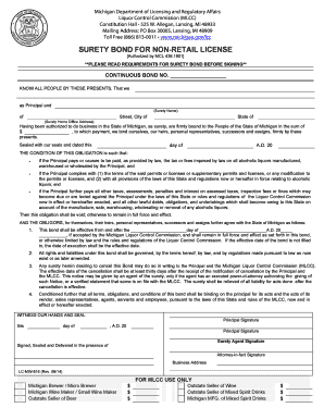 Michigan Surety Bond for Non-Retail License