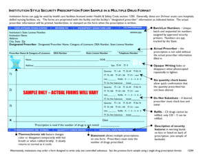 Institution Security Prescription Form