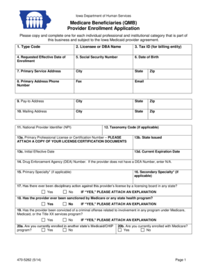 Iowa Medicaid Provider Enrollment Application