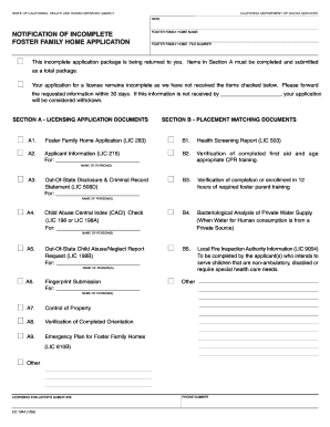 California Foster Family Home Application Notice