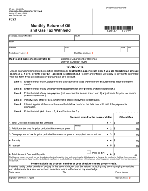 Colorado Monthly Oil and Gas Tax Withheld Return