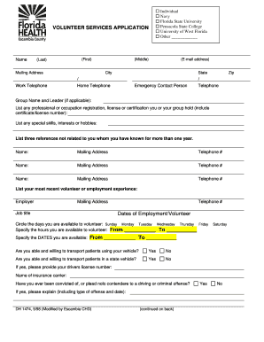 Florida Volunteer Services Application