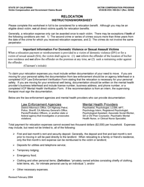 California Victim Compensation Relocation Form