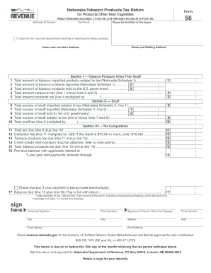Nebraska Tobacco Products Tax Return Form