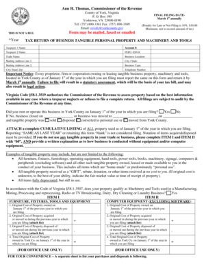 Virginia Business Tangible Personal Property Tax Return