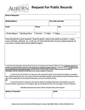 Washington State Public Records Request Form