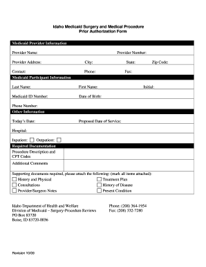 Idaho Medicaid Surgery Prior Authorization Form
