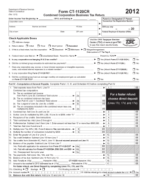 Connecticut Form CT-1120CR 2012