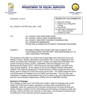 California Stage One Child Care Forms