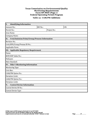 Texas OP-MON Form