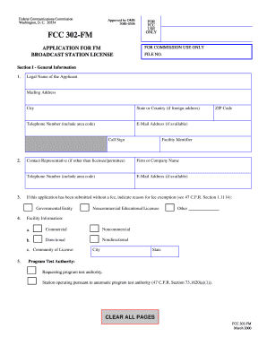 FCC Form 302-FM