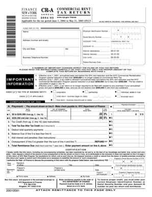 New York Commercial Rent Tax Return