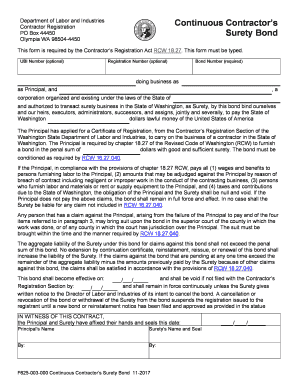 Washington Continuous Contractor's Surety Bond