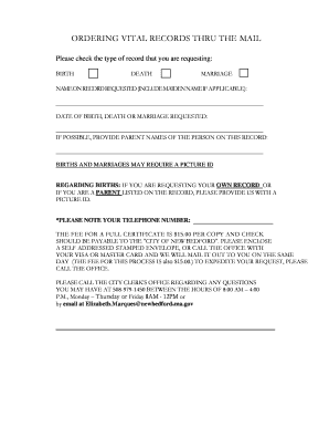 Vital Records Request Form
