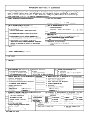 Paperwork Reduction Act Submission Form