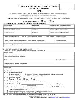 Wisconsin Campaign Registration Statement