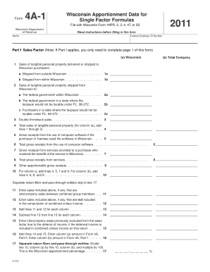 Wisconsin Form 4A-1 Apportionment Data