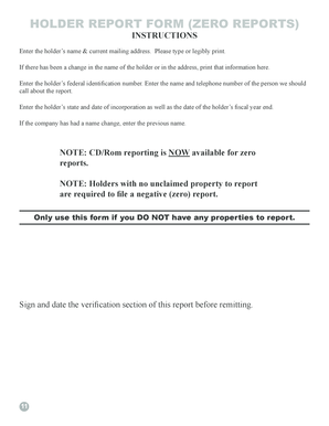 Kentucky Unclaimed Property Holder Report Form
