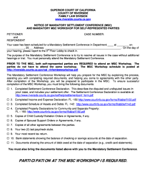 Notice of Mandatory Settlement Conference
